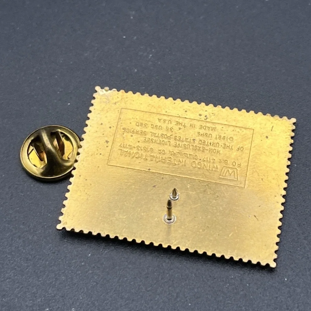 1992 Albertville Winter Olympics USPS Sponsor Figure Skating Stamp Lapel Hat Pin